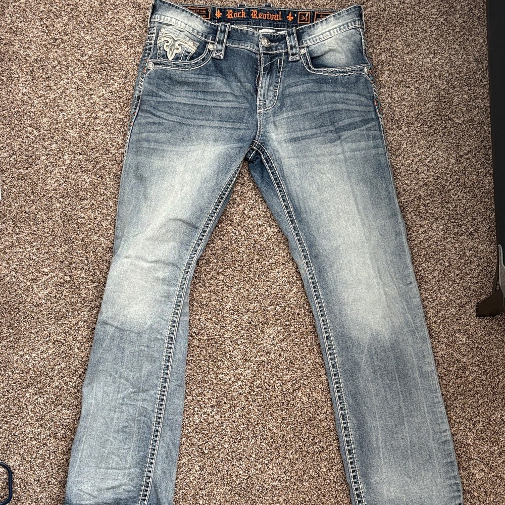 Rock Revival Light Blue slim straight Jeans for Men